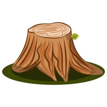 Vector tree stump realistic props for cartoon. Vector image isolated on white Stock-Illustration