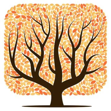 Vector tree with yellow leaves Stock Illustration