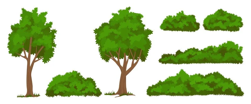 Vector trees and bushes set Stock Illustration