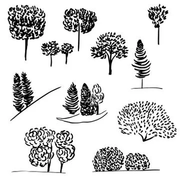 Vector trees collection Stock Illustration