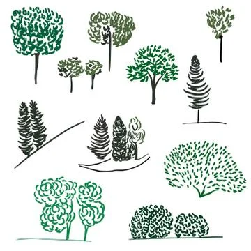 Vector trees collection Stock Illustration