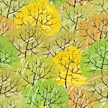 Vector trees seamless pattern (Abstract green background) 스톡 일러스트