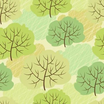 Vector trees seamless pattern (Abstract green background) Illustrazione stock