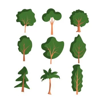 Vector trees set Stock Illustration