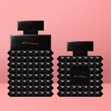 Vector Trendy Black Rivet Perfume Bottle 3D illustration Stock-Illustration