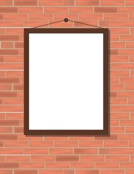 Vector trendy blank poster on the red brick wall realistic mockup Stock Illustration
