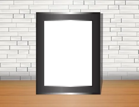 Vector trendy blank poster on the white brick wall realistic mockup Stock Illustration