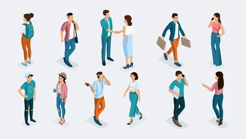 Vector of trendy casually dressed young people, teenagers and students. Stock Illustration