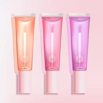 Vector Trendy Clear Lip Gloss Tube Packaging with Applicator Stock Illustration