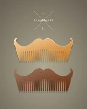 Vector trendy comb in shape of mustaches Stock Illustration