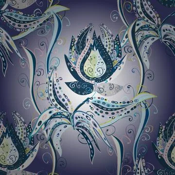 Vector Trendy fabric pattern. Cute flowers. Line seamless pattern. 스톡 일러스트