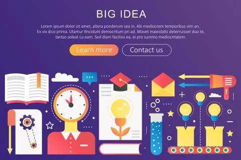 Vector trendy flat gradient color Big Idea concept template with icons and text Stock Illustration