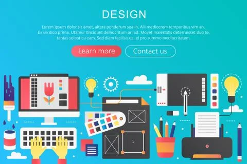 Vector trendy flat gradient color art creative design concept template banner Stock Illustration