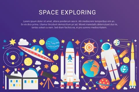 Vector trendy flat gradient space universe infographic elements collection with イラスト素材