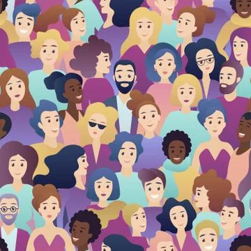 Vector Trendy gradient style people seamless pattern. Stock Illustration