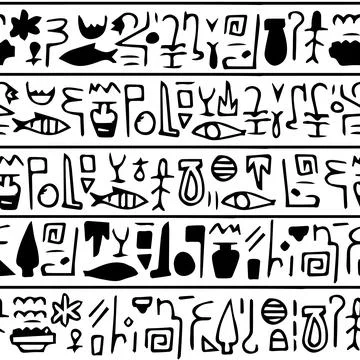 Vector trendy hand drawn illustration seamless pattern border of symbols like Stock Illustration