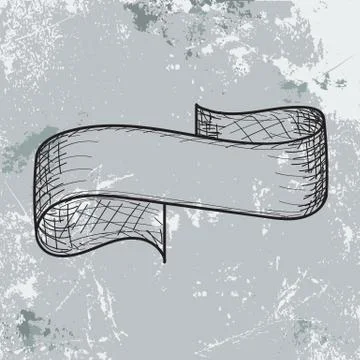 Vector Trendy Hand drawn sketch ribbon, ink style. Stock Illustration
