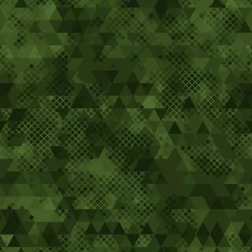 Vector trendy low poly seamless pattern. Camouflage polygonal background Stock Illustration