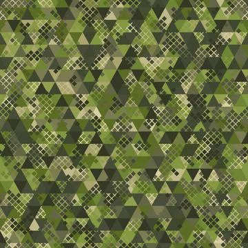 Vector trendy low poly seamless pattern. Camouflage polygonal background Illustrazione stock