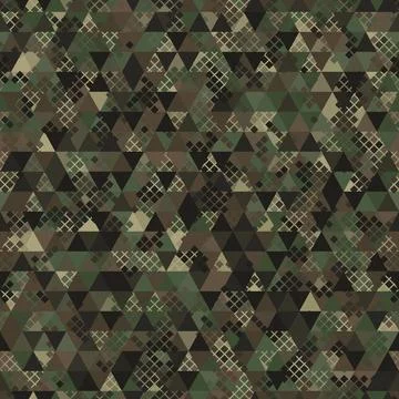 Vector trendy low poly seamless pattern. Camouflage polygonal background Illustrazione stock
