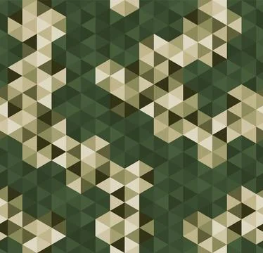 Vector trendy low poly seamless pattern. Camouflage polygonal background Illustrazione stock