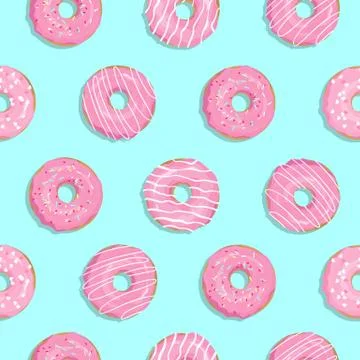 Vector trendy minimal seamless pattern with donuts and deep shadow. Stock Illustration
