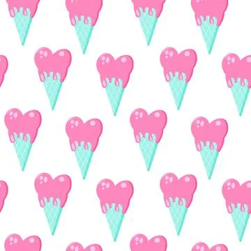 Vector trendy seamless pattern with ice cream. Modern summer fashion print .. Stock Illustration
