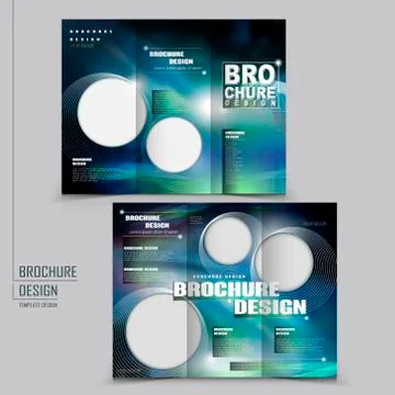 Vector tri-fold technology style brochure layout design template Stock Illustration