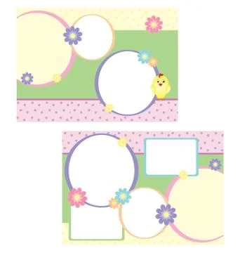 Vector tri-folder template for spring easter with chicken and flowers Stock Illustration