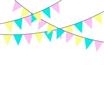Vector triangle birthday flags for holidays decoration. Cute funny hanging ca Stock Illustration