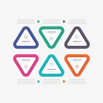 Vector triangle element infographic. Business concept with 6 options Illustrazione stock