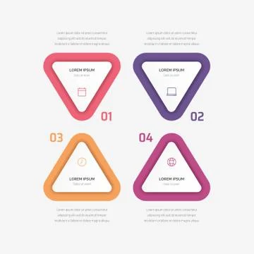 Vector triangle element infographic. Business concept with 4 options Illustrazione stock