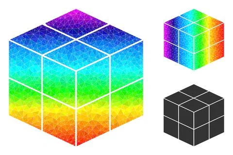 Vector Triangle Filled 3D Cube Icon with Spectral Colored Gradient Illustrazione stock