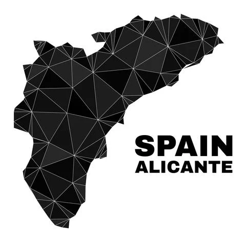 Vector Triangle Filled Alicante Province Map Stockillustratie