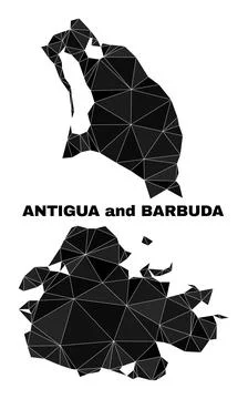 Vector Triangle Filled Antigua and Barbuda Map 스톡 일러스트