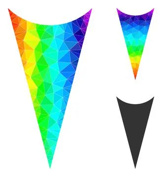 Vector Triangle Filled Arrowhead Down Icon with Spectral Colored Gradient Stock Illustration