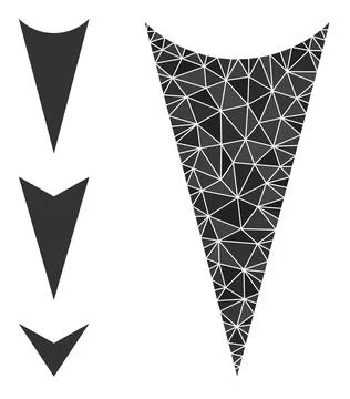 Vector Triangle Filled Arrowhead Down Icon with Other Icons Stock Illustration