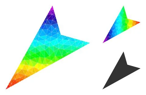 Vector Triangle Filled Arrowhead Left-Down Icon with Rainbow Gradient Stock Illustration