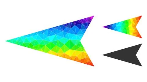 Vector Triangle Filled Arrowhead Left Icon with Spectral Colored Gradient Stock Illustration
