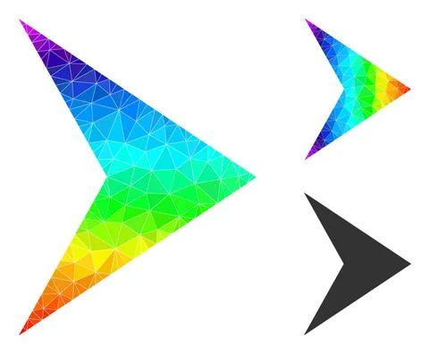 Vector Triangle Filled Arrowhead Right Icon with Spectrum Gradient Stock Illustration
