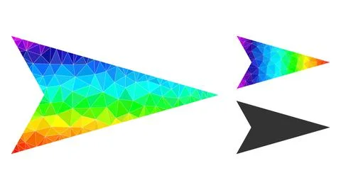 Vector Triangle Filled Arrowhead Right Icon with Spectral Colored Gradient Stock Illustration