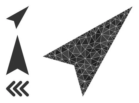 Vector Triangle Filled Arrowhead Right-Up Icon and Other Icons Stock Illustration