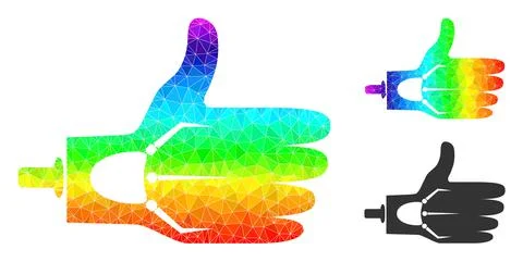 Vector Triangle Filled Artificial Hand Icon with Rainbow Gradient Stockillustratie