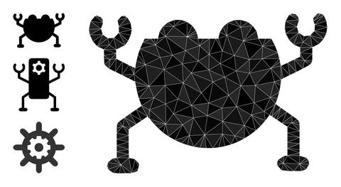Vector Triangle Filled Artificial Nanobot Icon with Bonus Icons Stock Illustration