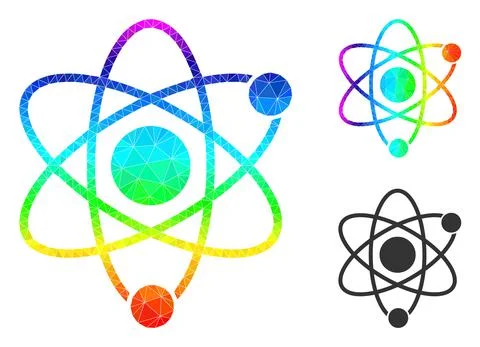 Vector Triangle Filled Atomic Icon with Spectrum Gradient Stock Illustration
