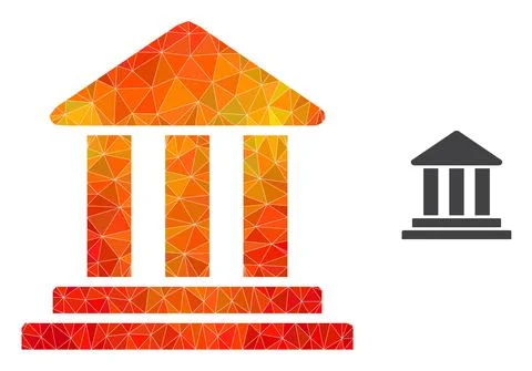 Vector Triangle Filled Bank Building Icon with Orange Colored Gradient Ilustración de archivo
