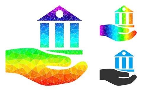 Vector Triangle Filled Bank Service Icon with Spectral Colored Gradient Stock Illustration