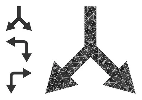 Vector Triangle Filled Bifurcation Arrow Down Icon and Other Icons 스톡 일러스트