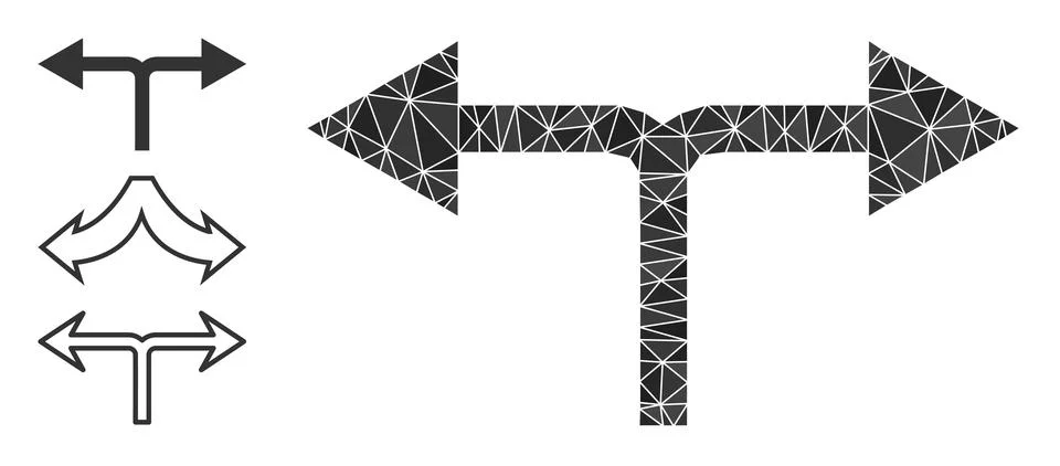 Vector Triangle Filled Bifurcation Arrows Left Right Icon and Similar Icons Stock Illustration
