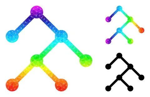 Vector Triangle Filled Binary Structure Icon with Rainbow Gradient Stock Illustration